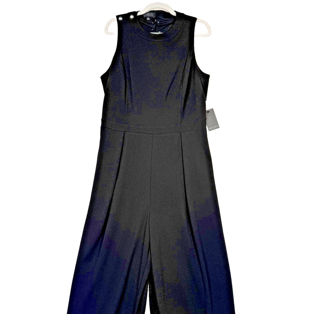 Eloquii Jumpsuit Womens 18 Black Sleeveless Wide Leg Lace Up Back Dressy New